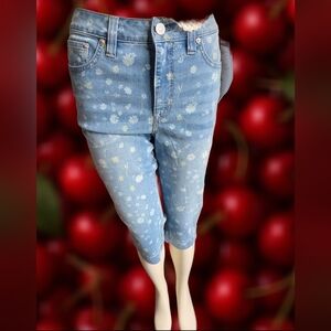 Floral Daisy Print Denim Capri Jeans Size 8 Y2K 🌼✨